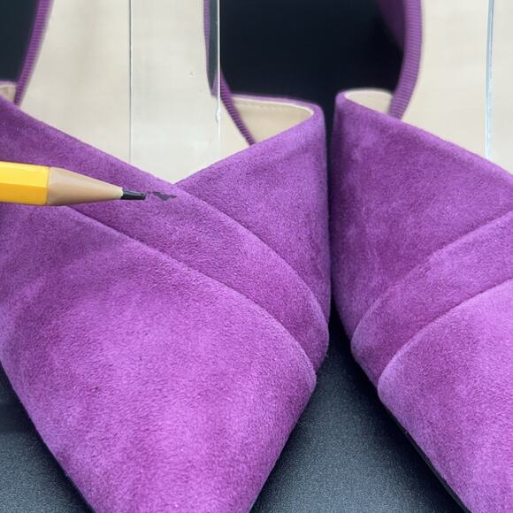 Franco Sarto FAYE Womens 8.5M Suede Wedge Heel Purple Strappy Ankle Holiday Chic - Picture 4 of 8